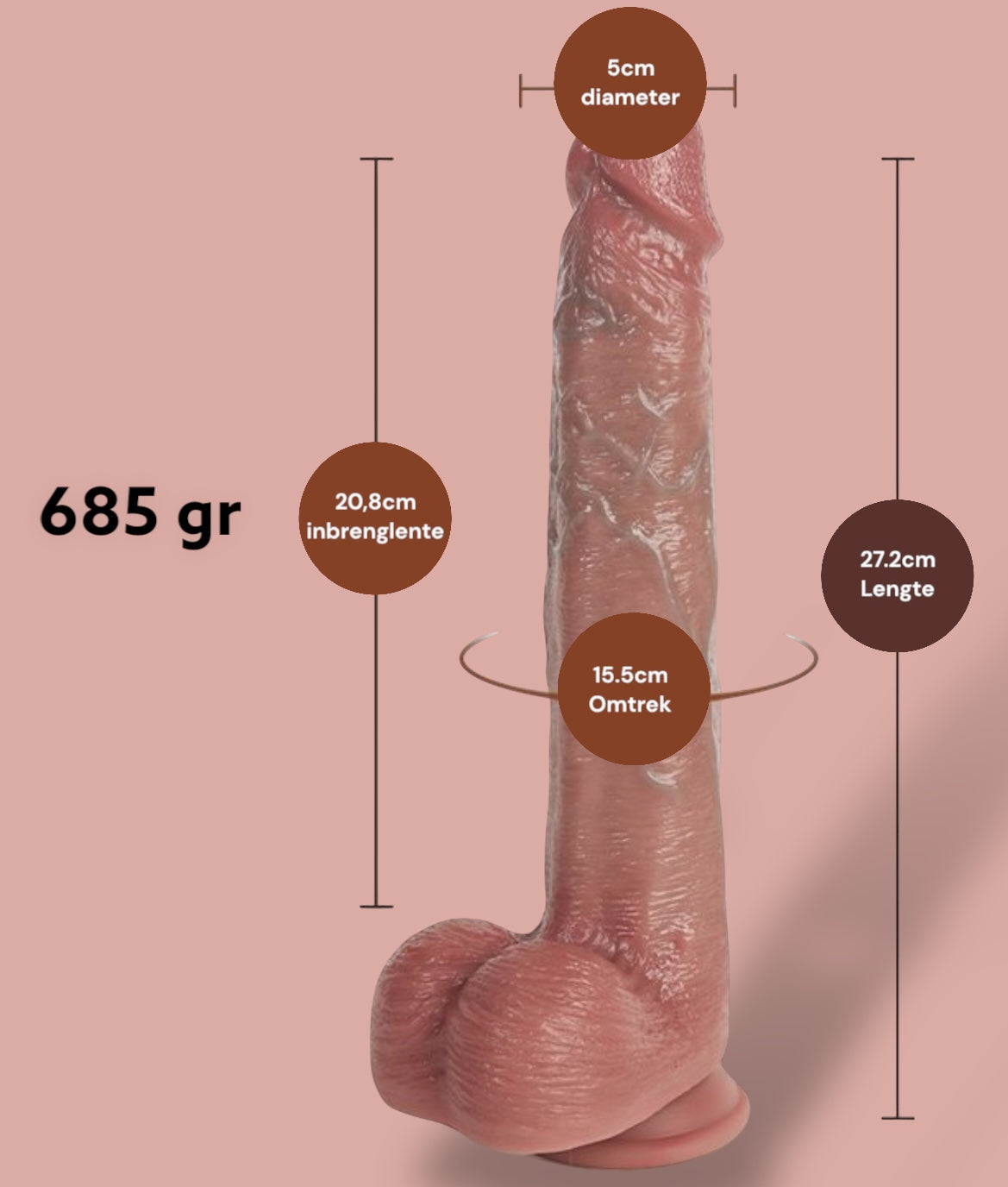 Verwarmende Vibrator Dildo met Zuignap - Stoot Vibreert & Verwarmt