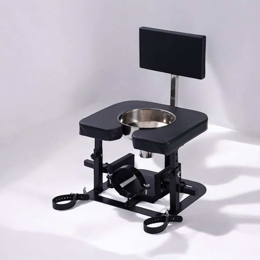 BDSM Rimchair / Queening Chair met RVS Funnel – Verstelbare Face Sitting Stoel