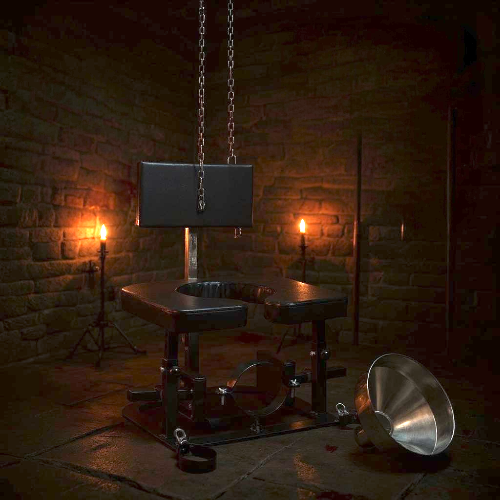 BDSM Rimchair / Queening Chair met RVS Funnel – Verstelbare Face Sitting Stoel