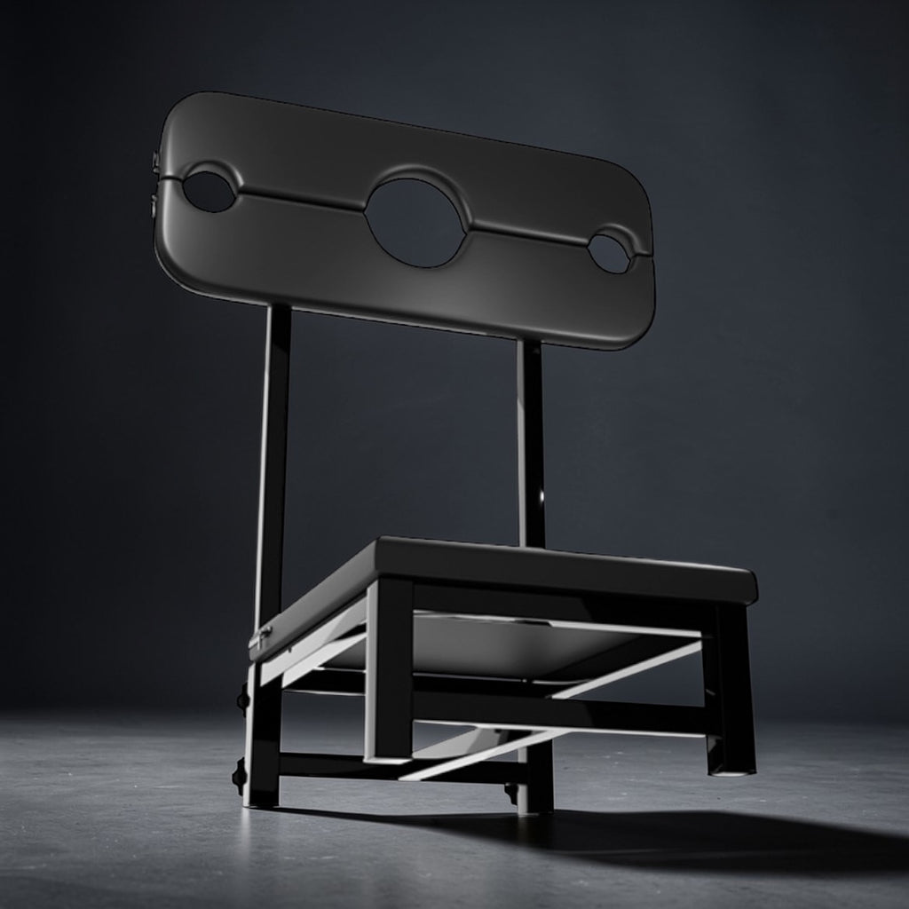Premium BDSM Strafstoel – Stalen Bondage Chair met Hals- & Polsfixatie
