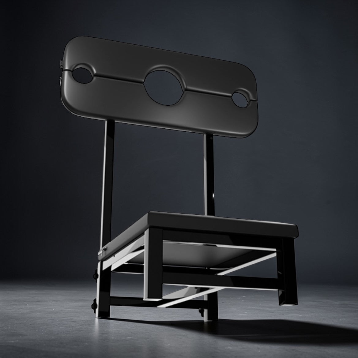 Premium BDSM Strafstoel – Stalen Bondage Chair met Hals- & Polsfixatie