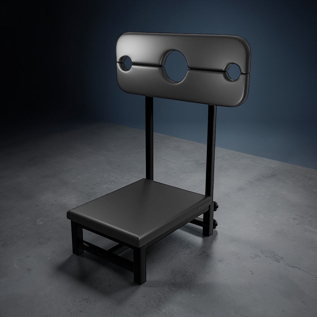 Premium BDSM Strafstoel – Stalen Bondage Chair met Hals- & Polsfixatie
