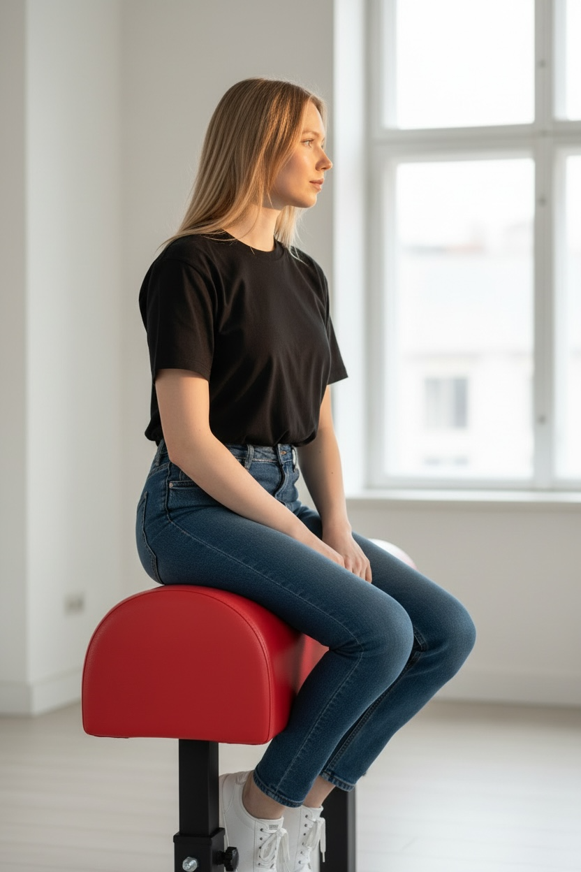 BDSM Bondage Bench met Enkelboei – Rode Spankbank van Staal & PU Leder