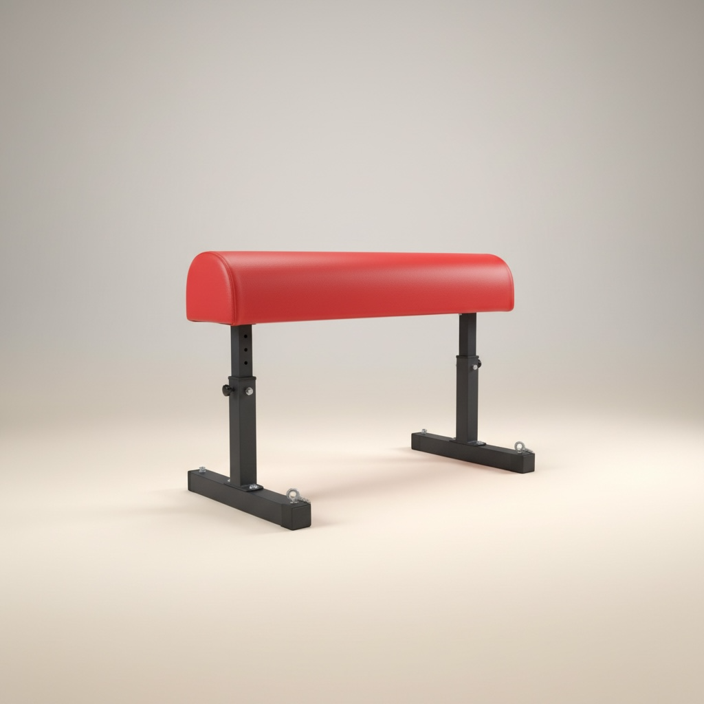 BDSM Bondage Bench met Enkelboei – Rode Spankbank van Staal & PU Leder